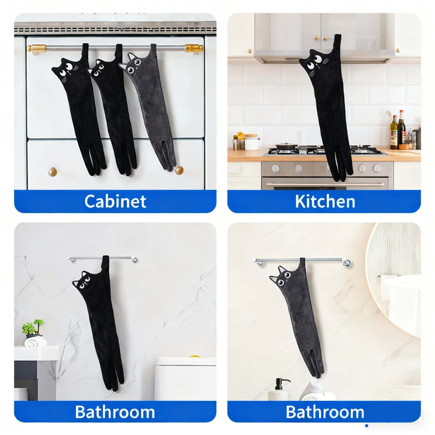 Adorable Cat Hand Towels - Rolling Eyes