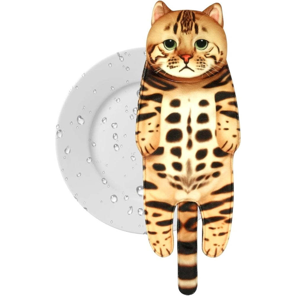 Adorable Cat Hand Towel With Hanging Loop - Bengal Cat