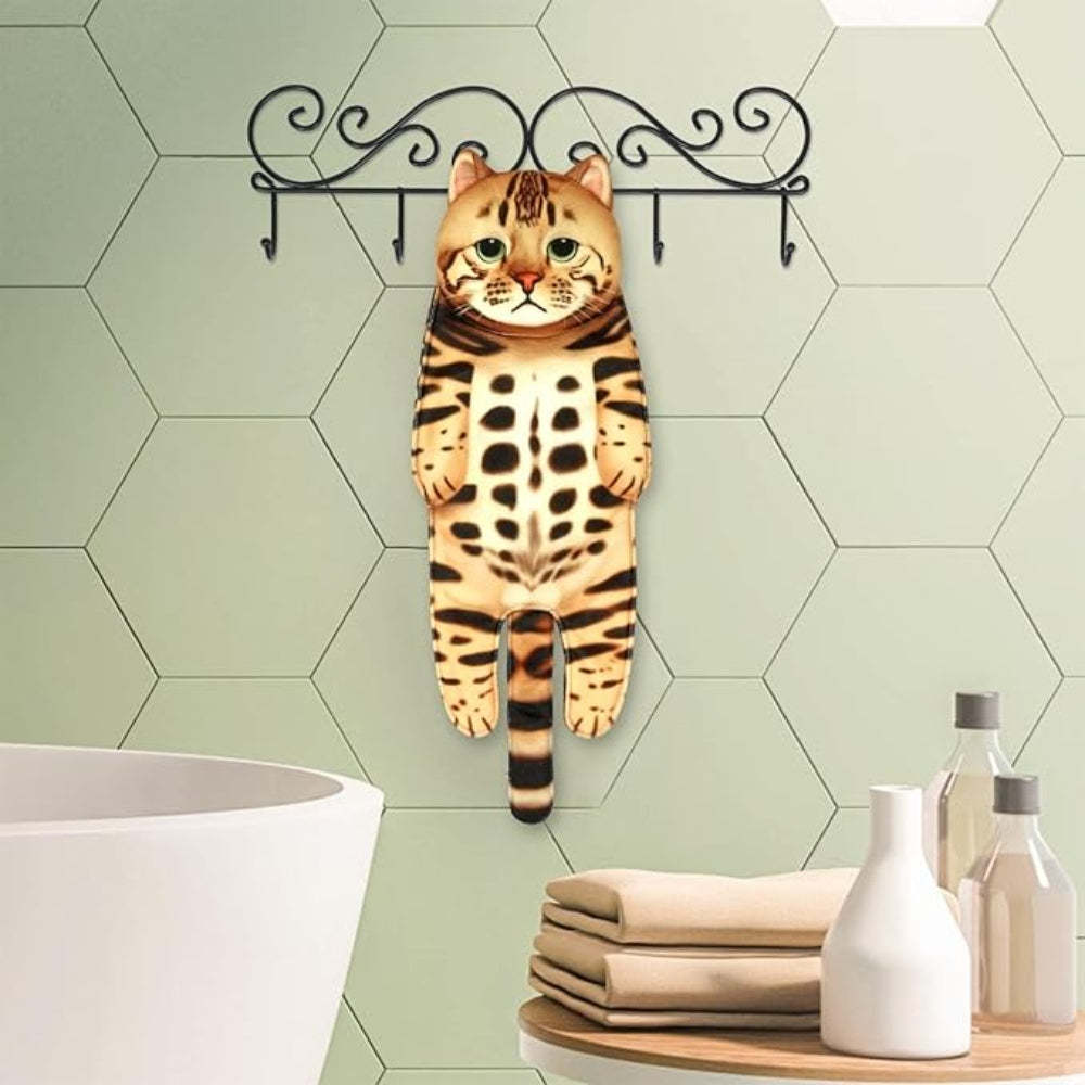 Adorable Cat Hand Towel With Hanging Loop - Bengal Cat