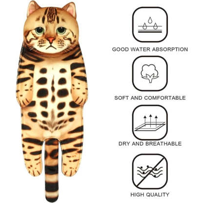 Adorable Cat Hand Towel With Hanging Loop - Bengal Cat