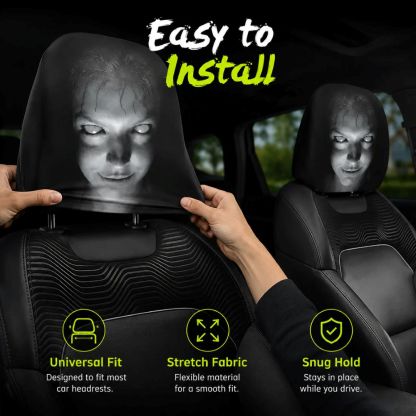 Funny Cartoon Car Headrest Covers – 2PCS Universal Fit