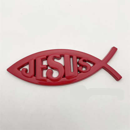 Jesus Metal Fish - 2 Pcs Emblem Sticker Badge - TE004