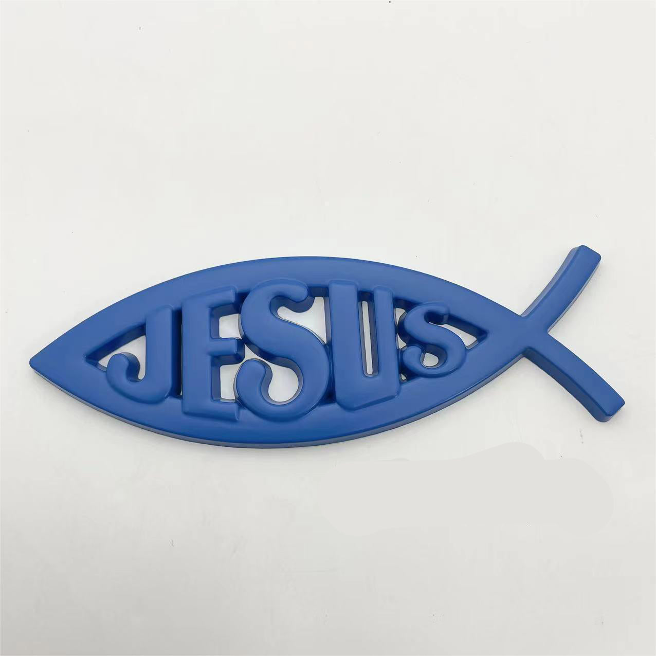 Jesus Metal Fish - 2 Pcs Emblem Sticker Badge - TE004