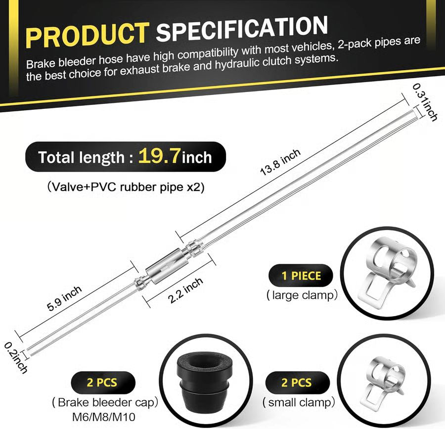 Brake Bleeder Hose - One Way Check Valve Tube Bleeding Tool Kit For Car Motorcyle Clutch