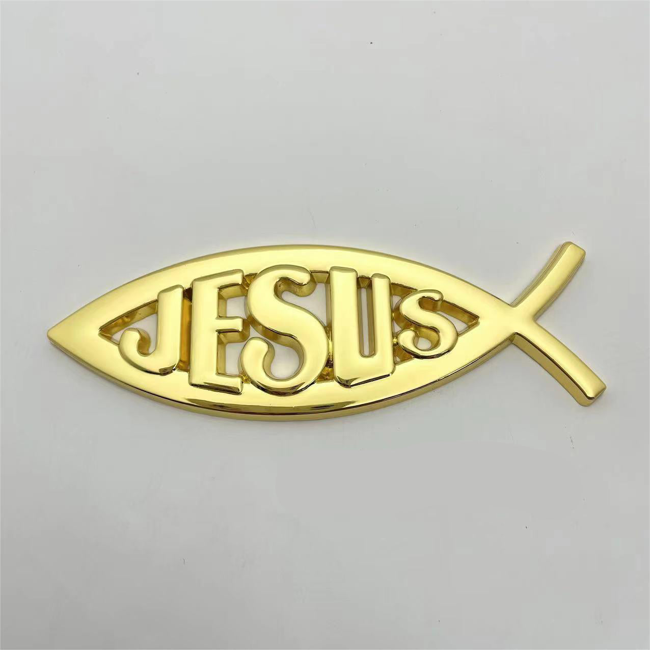 Jesus Metal Fish - 2 Pcs Emblem Sticker Badge - TE004