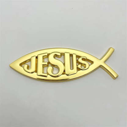 Jesus Metal Fish - 2 Pcs Emblem Sticker Badge - TE004