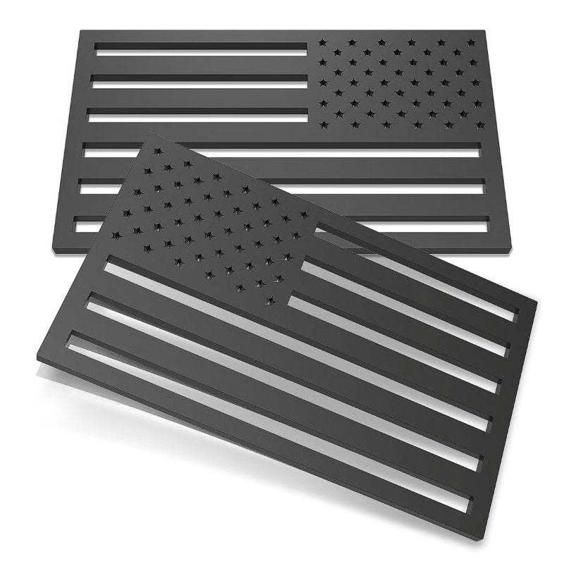 3D All-Black American Flag Emblem Decal