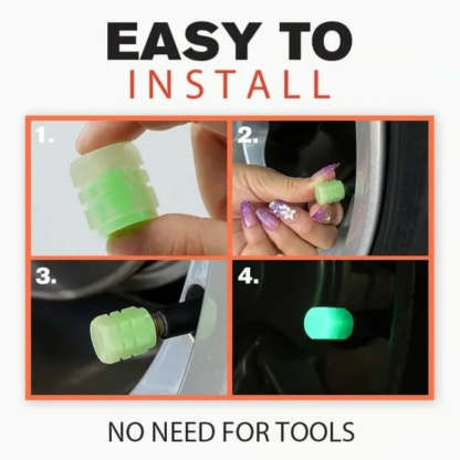 50PCS Glow-in-the-Dark Car Tire Valve Cap Set