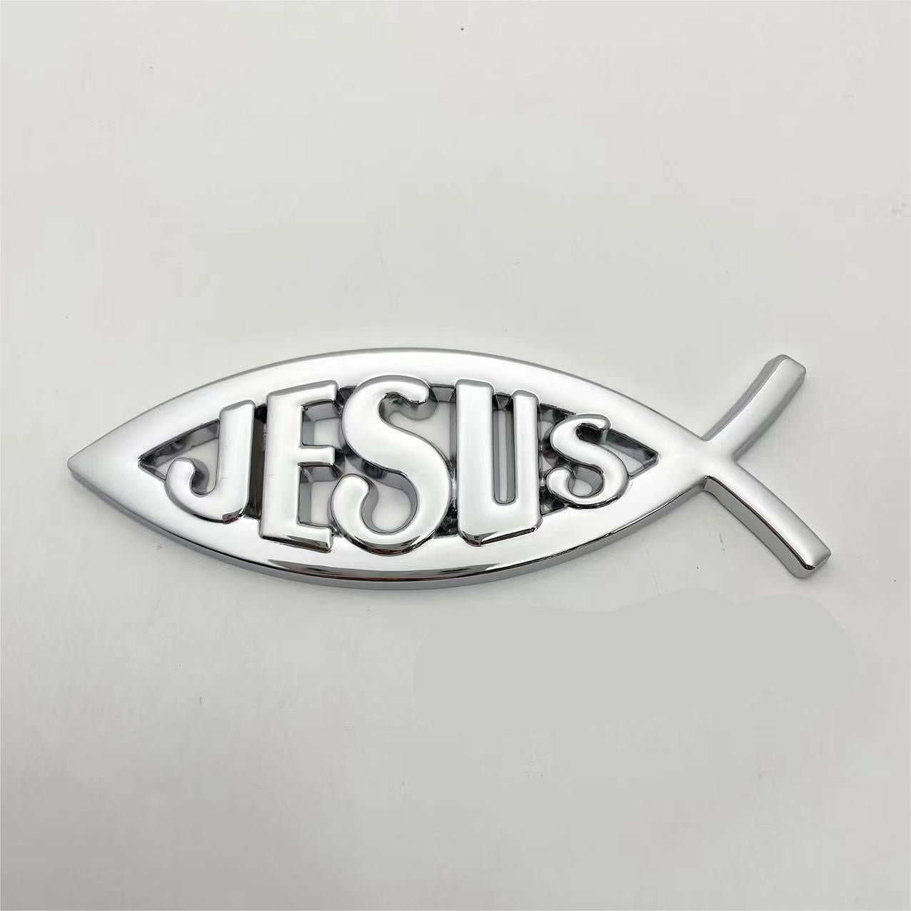 Jesus Metal Fish - 2 Pcs Emblem Sticker Badge - TE004