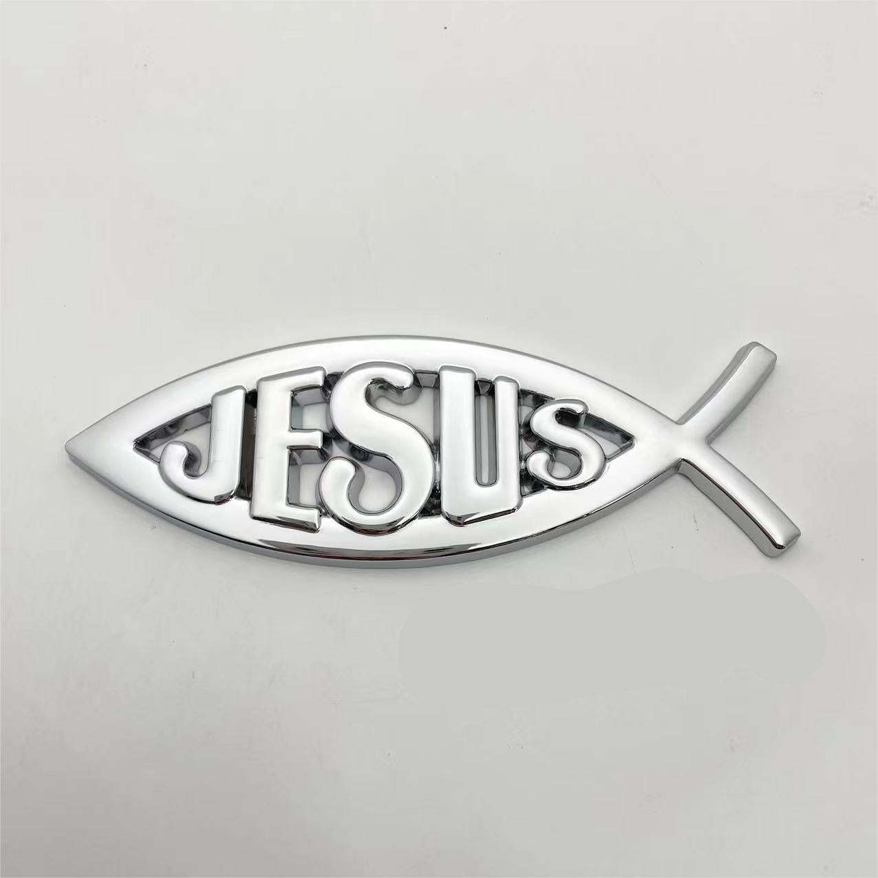 Jesus Metal Fish - 2 Pcs Emblem Sticker Badge - TE004