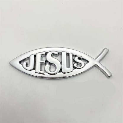 Jesus Metal Fish - 2 Pcs Emblem Sticker Badge - TE004
