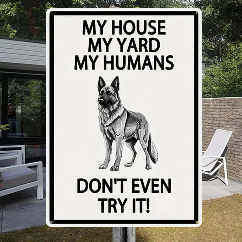 Targa Vintage Per Cani Rottweiler - My House My Yard My Humans, 30,5x40