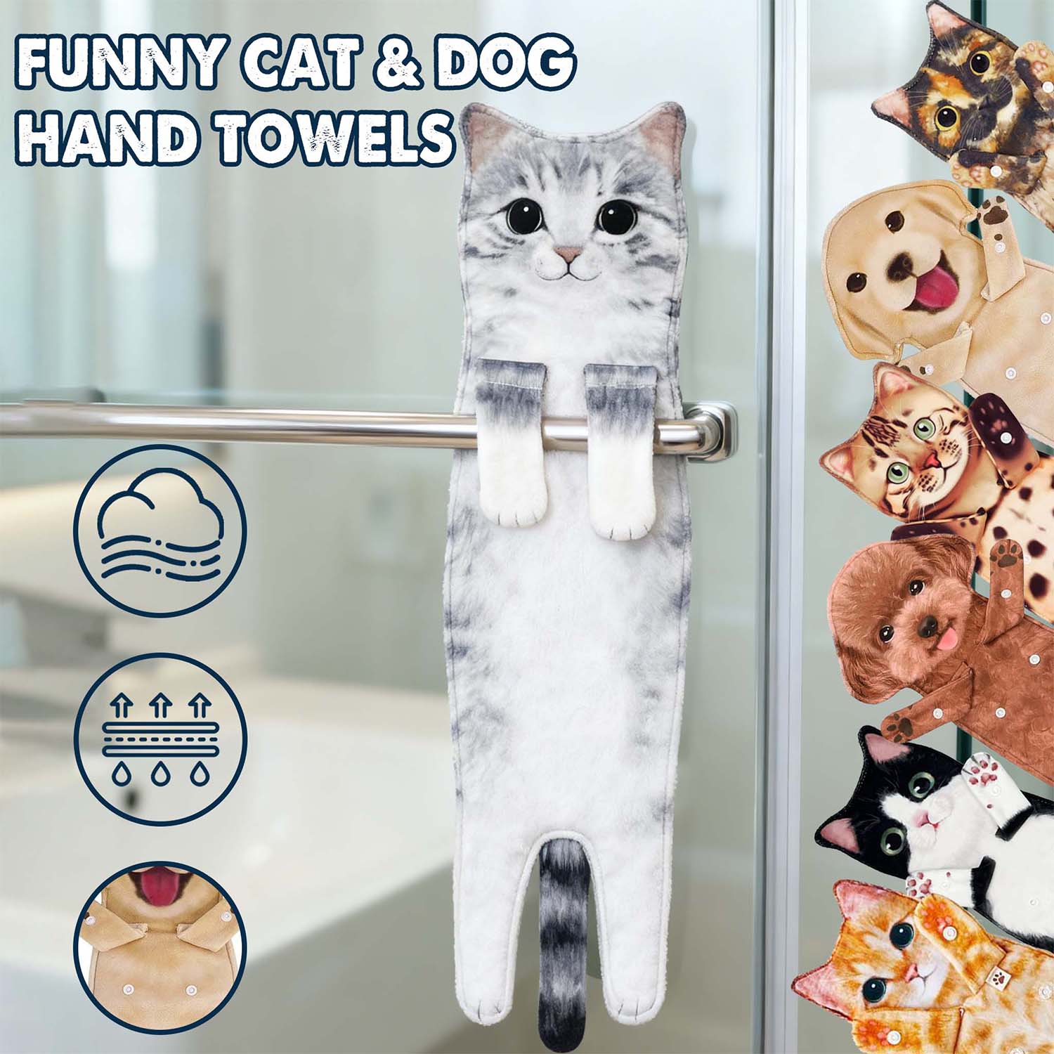 Funny Cat Hand Towels - More Designs For Every Pet Lover 🐱🐶