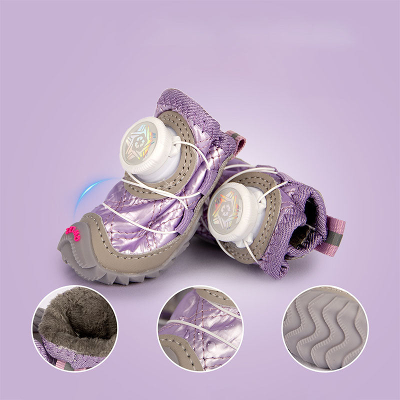 Fleece-Lined Winter Dog Shoes With Dial Fit System – 4PCS