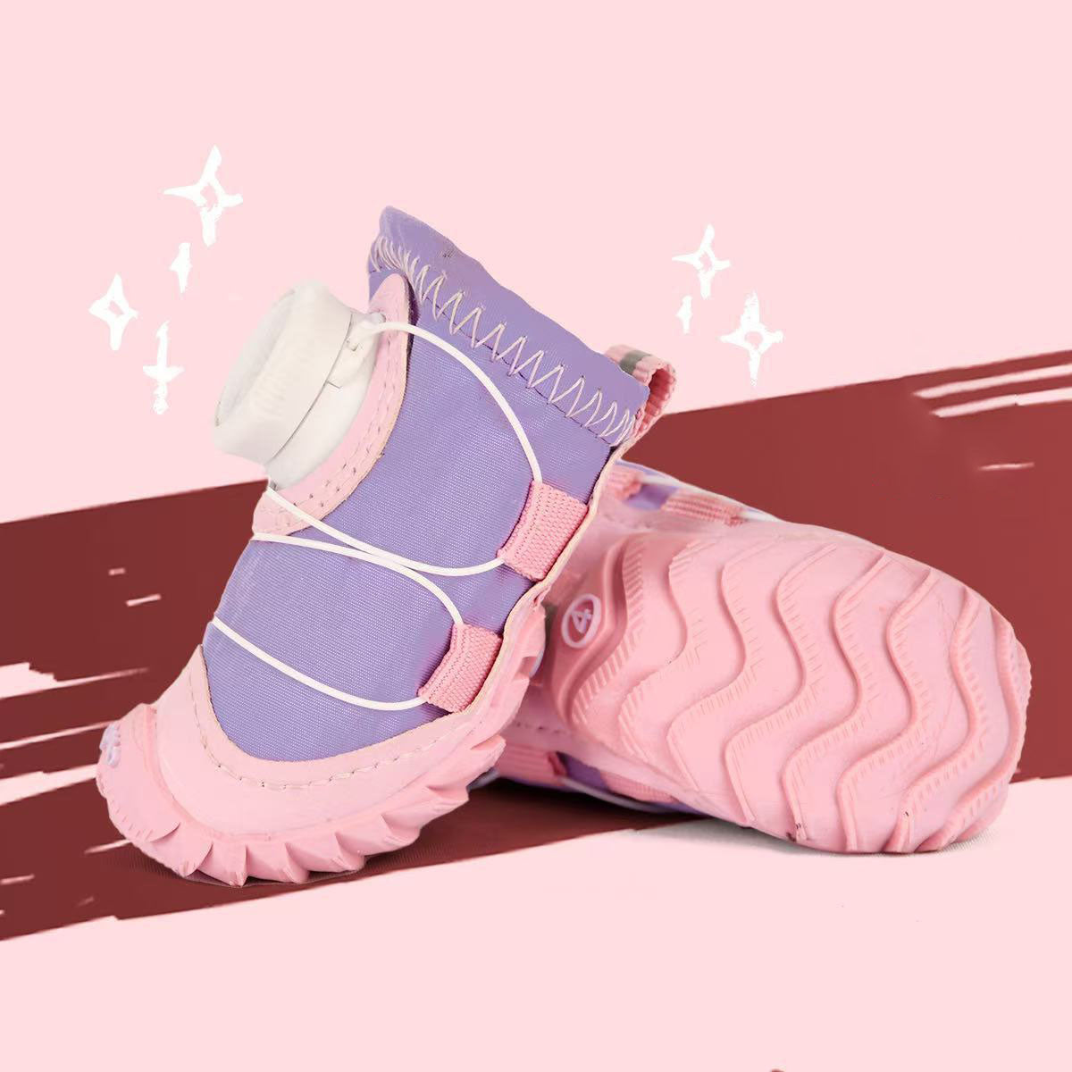 Stylish Colorblock Dog Shoes With Dial Fit System - 4-Pack