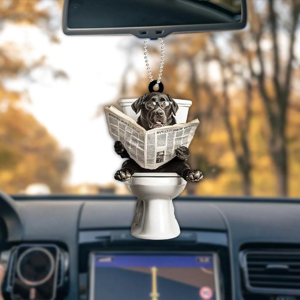 Labrador Retriever - Dog Sitting On Toilet Ornament  OT019