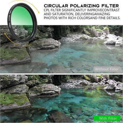 52mm Clip-0n CPL Phone CameraLens Filter Kit, Circular PolarizerPolarizing Filter Compatible with Mostcell phones