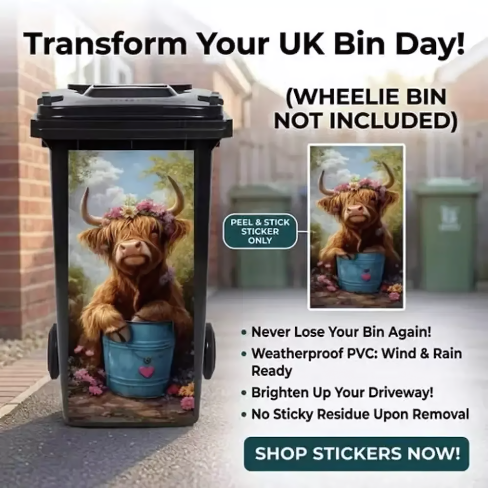 Creative Trash Can Sticker with Colourful Cartoon