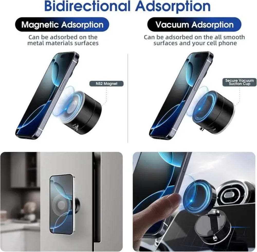 Adjustable Vacuum Magnetic Suction Cup Phone Mount - Hands-Free Magnetic Cell Phone Holder