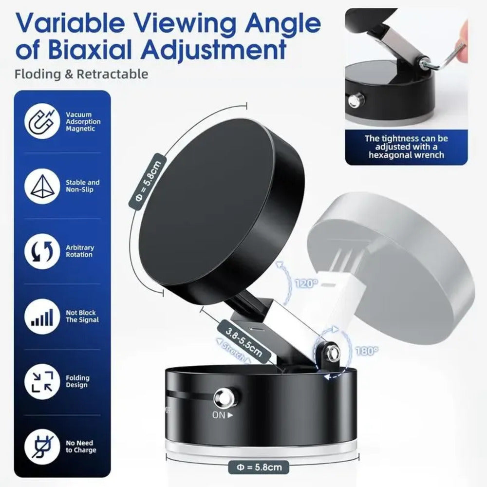 Adjustable Vacuum Magnetic Suction Cup Phone Mount - Hands-Free Magnetic Cell Phone Holder