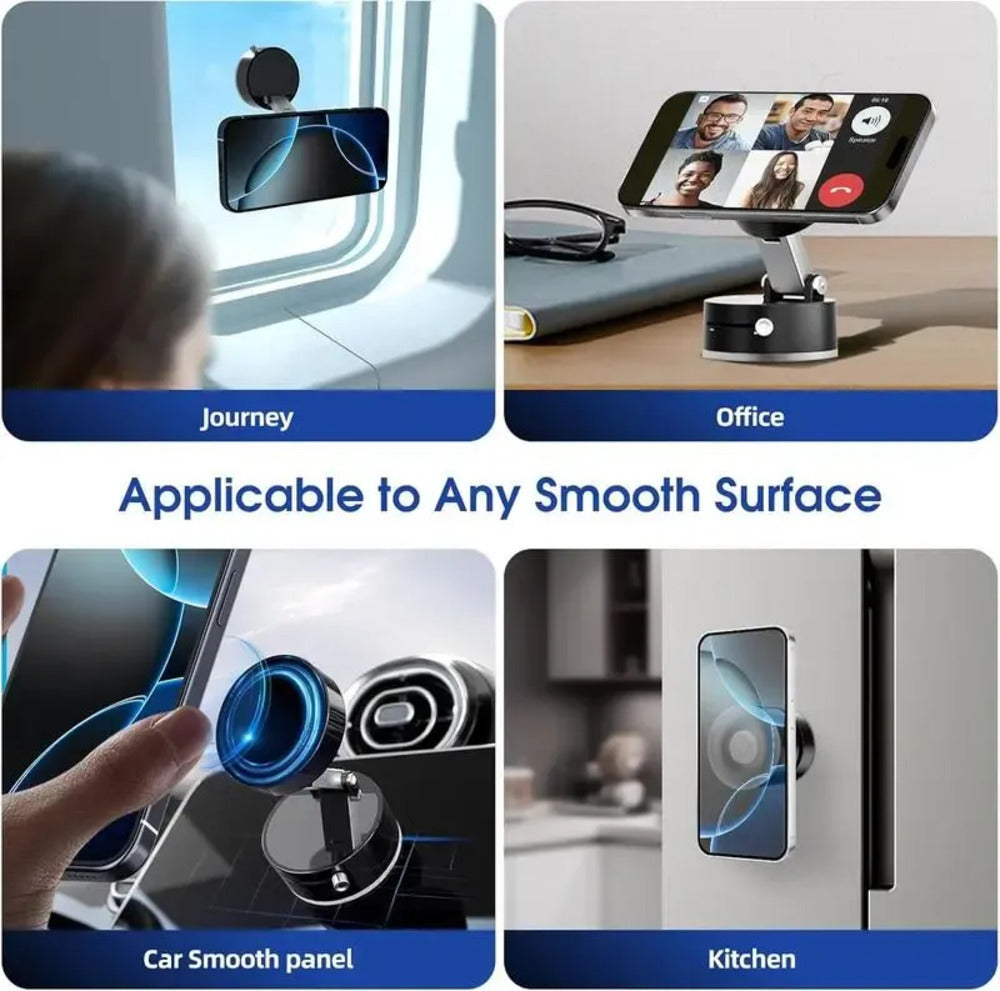 Adjustable Vacuum Magnetic Suction Cup Phone Mount - Hands-Free Magnetic Cell Phone Holder