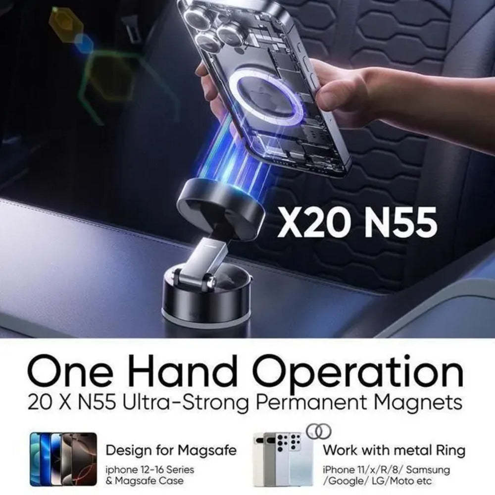 Adjustable Vacuum Magnetic Suction Cup Phone Mount - Hands-Free Magnetic Cell Phone Holder