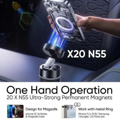 Adjustable Vacuum Magnetic Suction Cup Phone Mount - Hands-Free Magnetic Cell Phone Holder