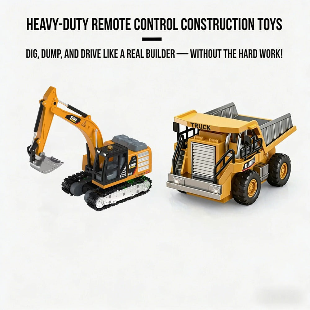 1:64 Premium Alloy Mini RC Ultimate Construction Trio Set（Three Pcs） – Forklift, Excavator & Dump Truck