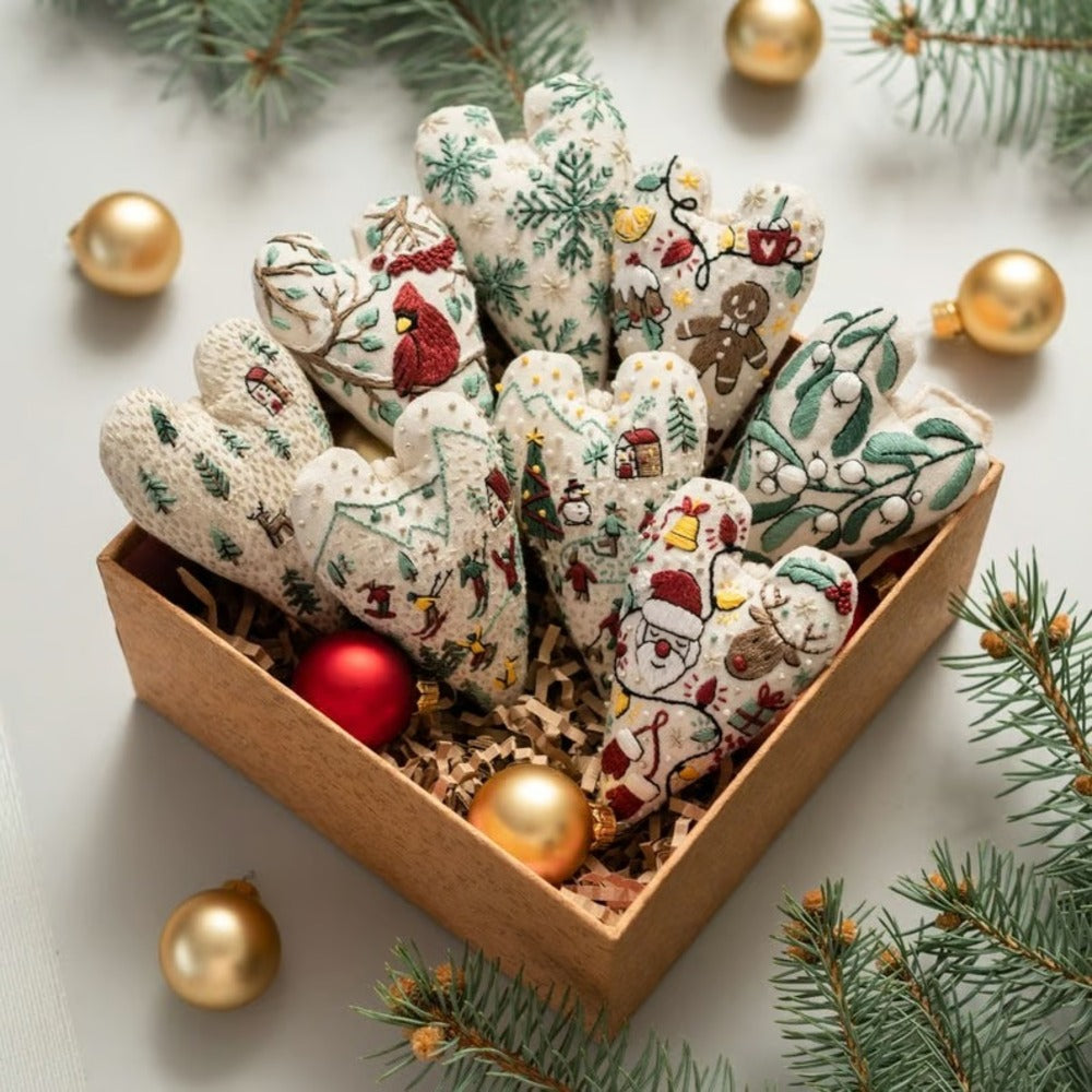 💖DIY Heart Shaped Hand Embroidered Christmas Finished product/DIY material kit