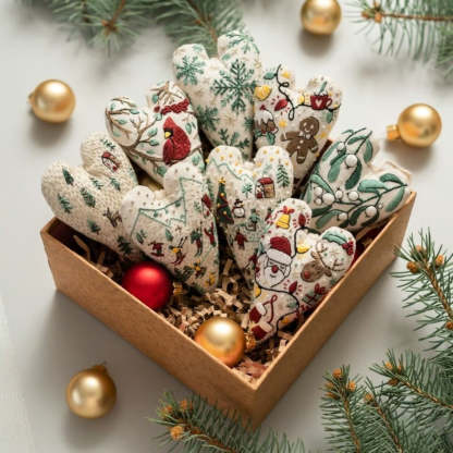 💖DIY Heart Shaped Hand Embroidered Christmas Finished product/DIY material kit