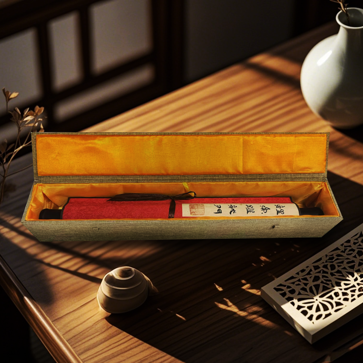 Paper-cut horizontal scroll of "Carp Jumping over the Dragon Gate"