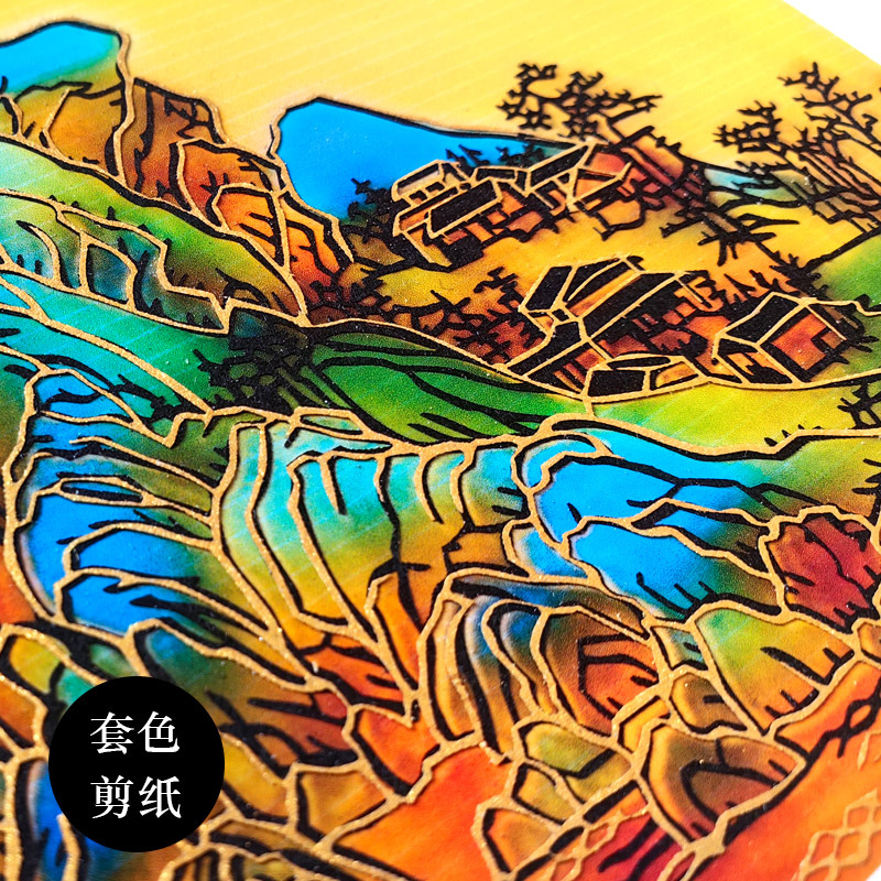 Multi-layer colored hand-cut paper landscape decorative paintings-Papercutartist