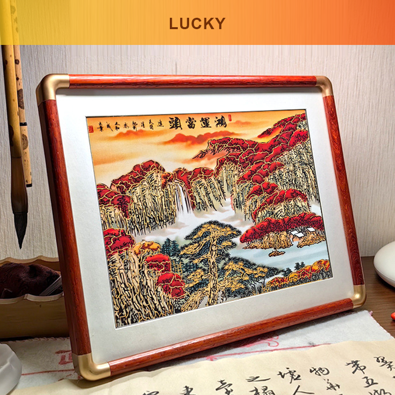 Multi-layer colored hand-cut paper landscape decorative paintings-Papercutartist