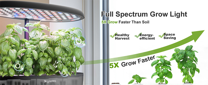 12 Pods Hydroponic Grow System, Indoor Herb Garden Planter with LED Growth Lamp Full Spectrum Grow Light 5X Grow Faster Than Soil