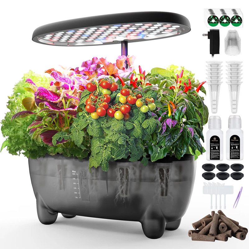 12 Pods Hydroponic Grow System, Indoor Herb Garden Planter with LED Growth Lamp