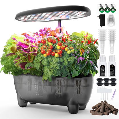 12 Pods Hydroponic Grow System, Indoor Herb Garden Planter with LED Growth Lamp