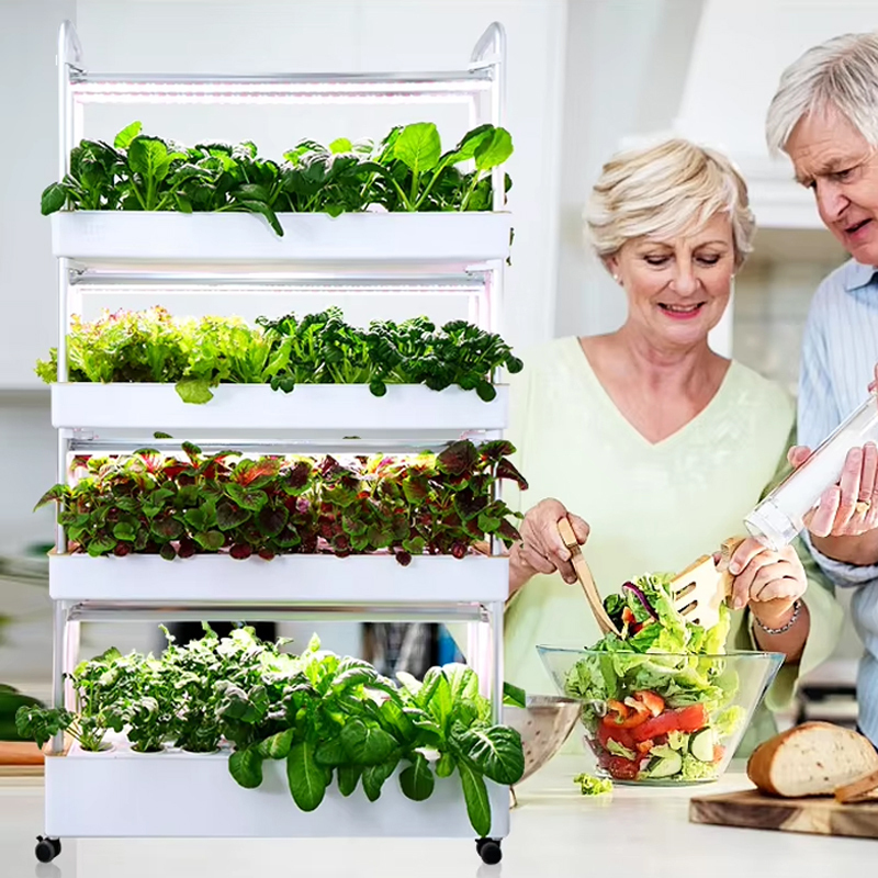 120 Pods Hydroponic Vertical Gardening Systems, 4-layer Hydroponics Growing System Kits with 48L Water Tank, LED Grow Lights, Monitoring Alarm for Couple and family