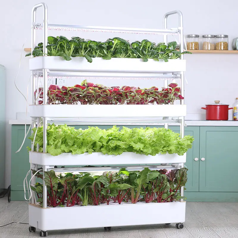 120 Pods Hydroponic Vertical Gardening Systems, 4-layer Hydroponics Growing System Kits with 48L Water Tank, LED Grow Lights, Monitoring Alarm