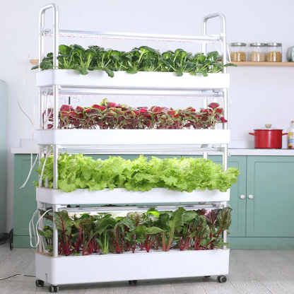 120 Pods Hydroponic Vertical Gardening Systems, 4-layer Hydroponics Growing System Kits with 48L Water Tank, LED Grow Lights, Monitoring Alarm