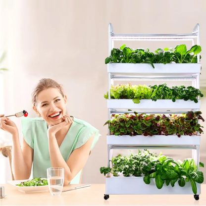 120 Pods Hydroponic Vertical Gardening Systems, 4-layer Hydroponics Growing System Kits with 48L Water Tank, LED Grow Lights, Monitoring Alarm