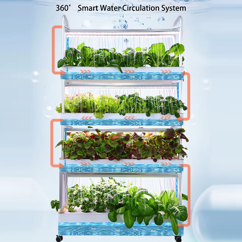 120 Pods Hydroponic Vertical Gardening Systems, 4-layer Hydroponics Growing System Kits with 48L Water Tank, LED Grow Lights, Monitoring Alarm, 360° Water Circulation system