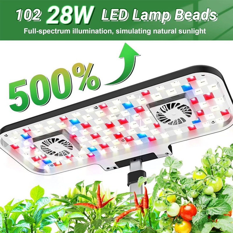 17 Pods Growing Hydroponic Vegetable System Kit, 102 28W LED Lamp Beads Full-Spectrum illumination, simulating natural sunlight