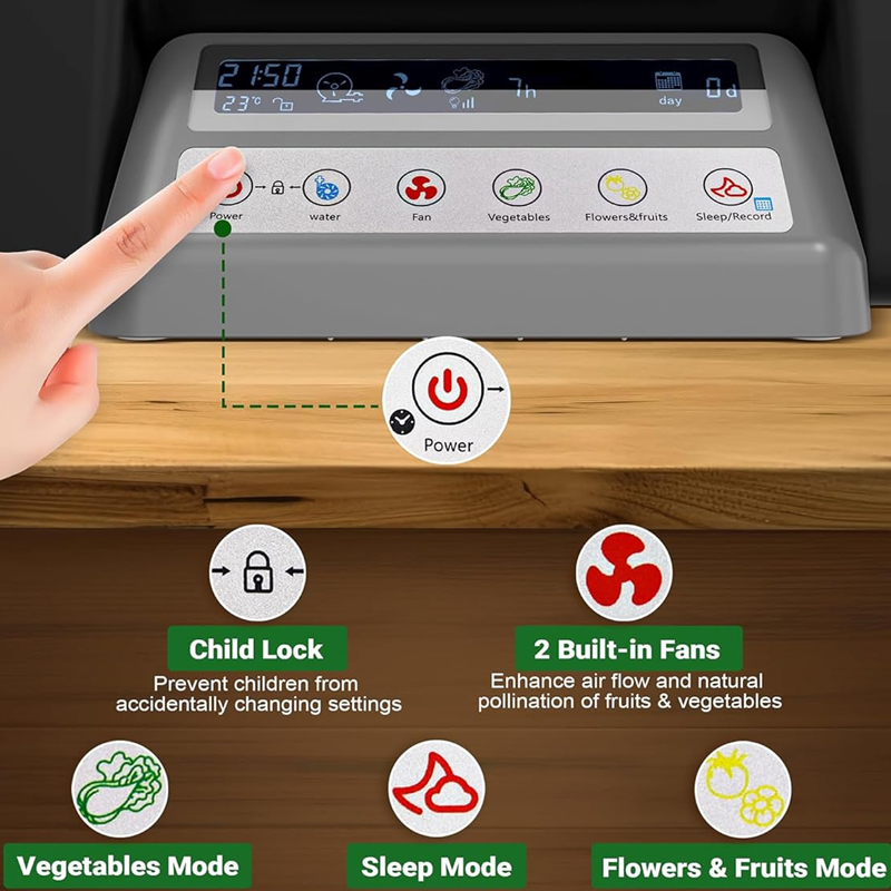 17 Pods Growing Hydroponic Vegetable System Kit control Panel