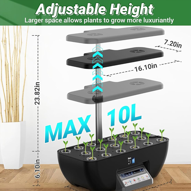 17 Pods Growing Hydroponic Vegetable System Kit Adjustable height larger space allows plants to grow more luxuriantiy