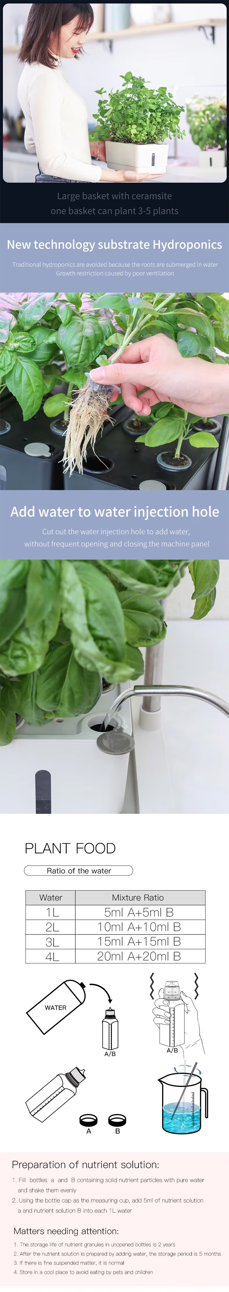 20 Pods Hydroponics Growing System Kit w/ LED Grow Light & Timer &ndash; Indoor/Outdoor Herb Garden, new technology substrate hydroponics, add water to water injection hole