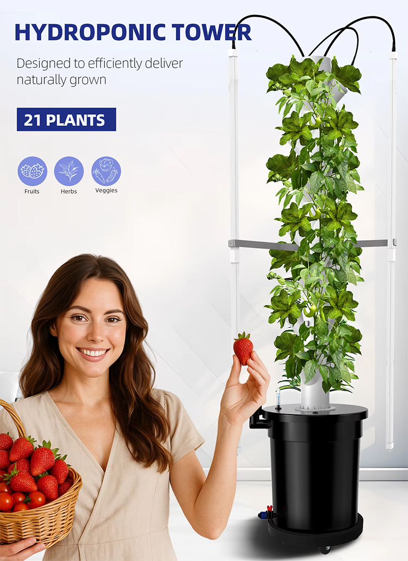 21 Pods 7-Layer Hydroponic Tower Garden With Drip Irrigation System Product introduction-01