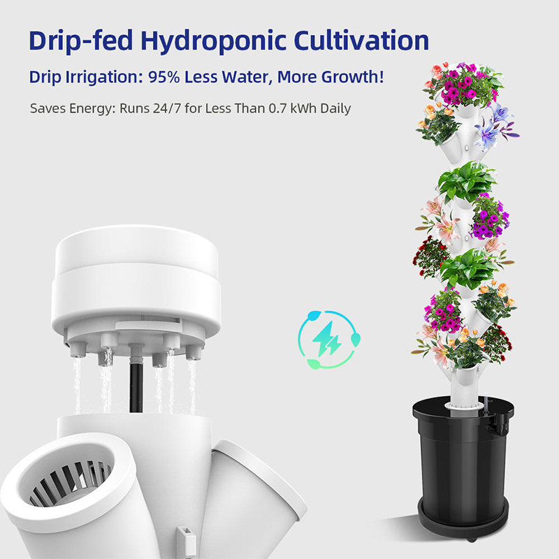 21 Pods 7-Layer Hydroponic Tower Garden With Drip Irrigation System