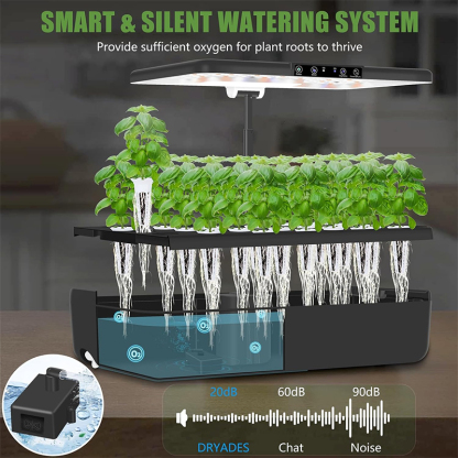 22-44 Pods Hydroponics Growing System Double Vertical Vegetable Garden, Smart silent watering system