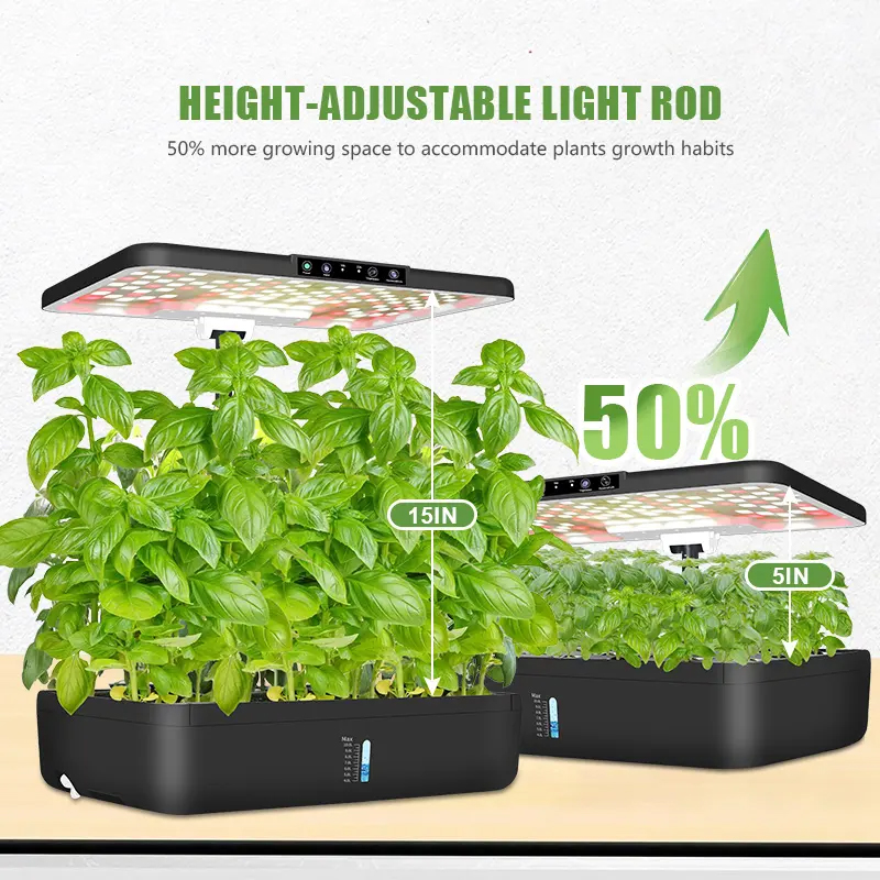 22-44 Pods Hydroponics Growing System Kit, Double Layer 2 × 13.3L, Smart Vertical Vegetable Garden, Height-adjustable light rod