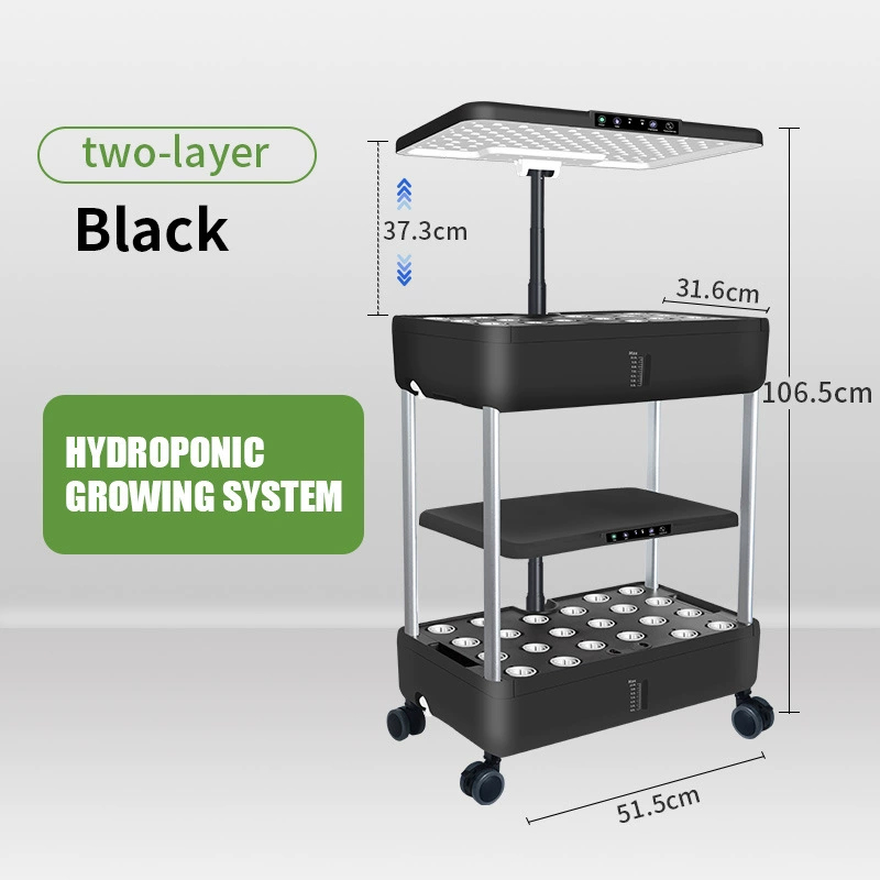 22-44 Pods Hydroponics Growing System Kit, two-layer black